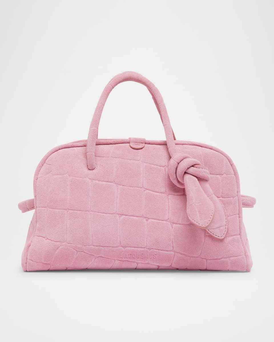 Le Petit Turismo Croc-Embossed Suede Bowling Bag